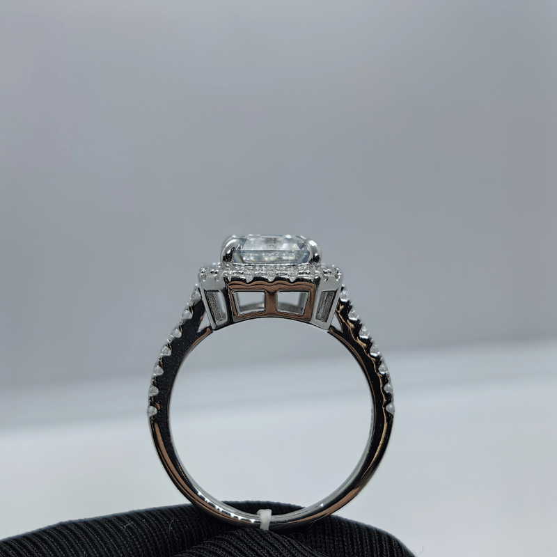 Women's Silver Ring with 2.5 Carat Square Moissanite for Engagement and Special Occasions