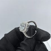 Women's Silver Ring with 2.5 Carat Square Moissanite for Engagement and Special Occasions