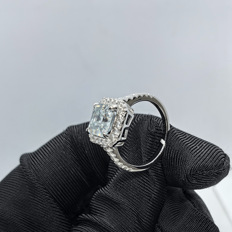 Women's Silver Ring with 2.5 Carat Square Moissanite for Engagement and Special Occasions