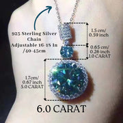Green Moissanite Pendant Necklace 6 Carat Sterling Silver Round Jewelry for Anniversary Birthday