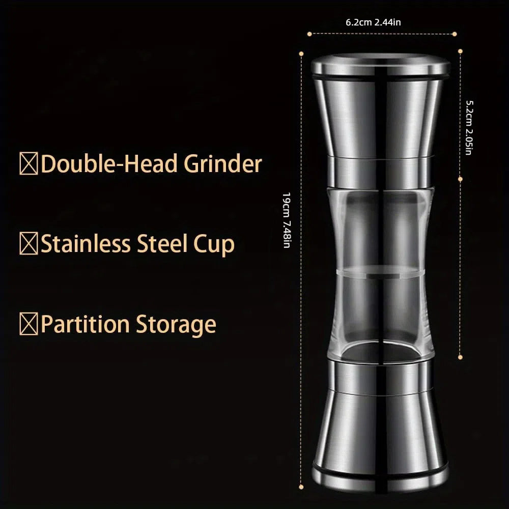 2-in-1 Salt and Pepper Grinder Set with Adjustable Coarseness and Glass Viewing Window
