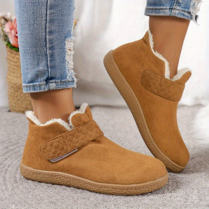 Women's Winter Ankle Boots Fabric Flat Heel Casual Platform