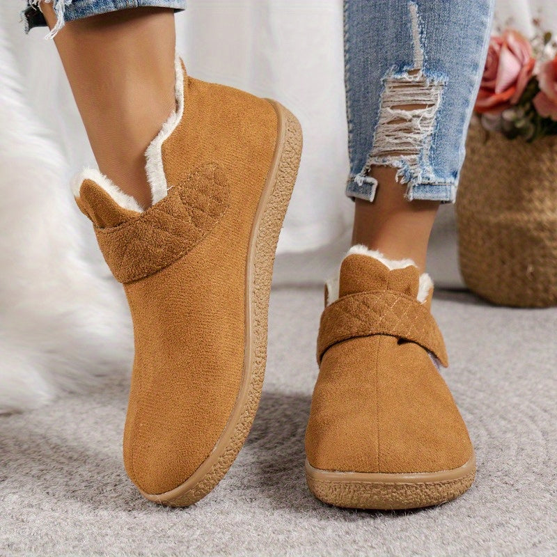 Women's Winter Ankle Boots Fabric Flat Heel Casual Platform