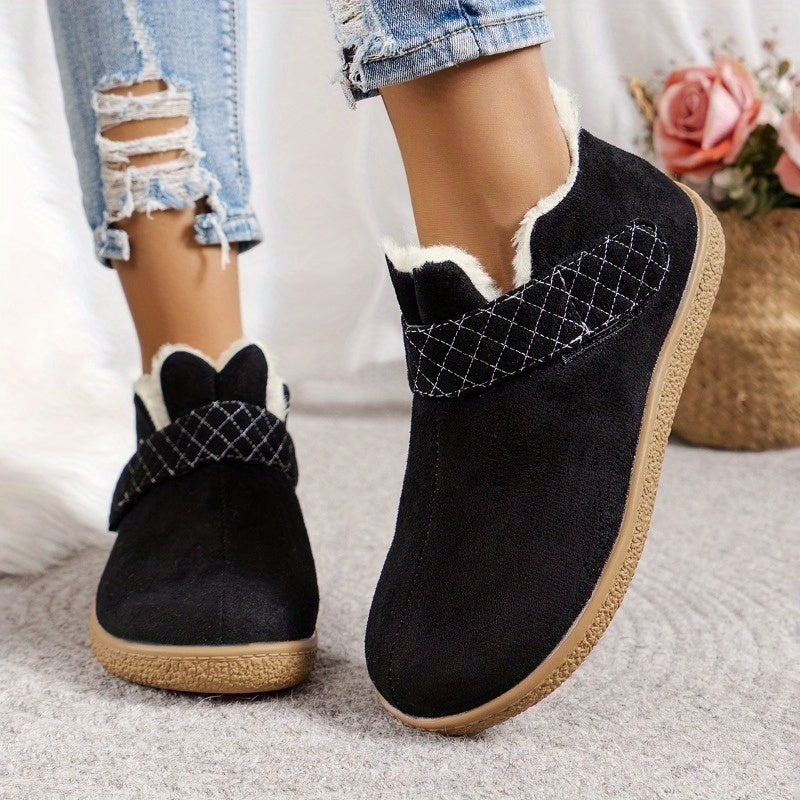 Women's Winter Ankle Boots Fabric Flat Heel Casual Platform