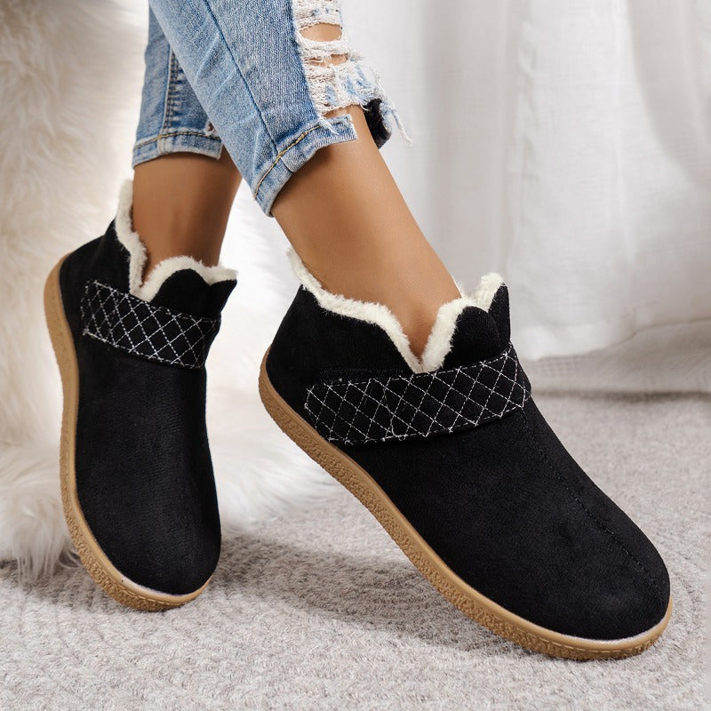Women's Winter Ankle Boots Fabric Flat Heel Casual Platform