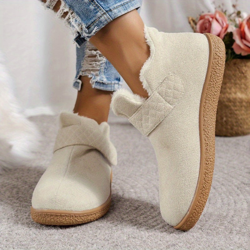 Women's Winter Ankle Boots Fabric Flat Heel Casual Platform