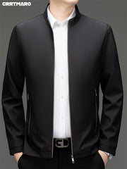 Erkaklar uchun bo'sh, mustahkam jakkardagi fermuarlik cho'ntaklar, rasmiy turli xil yelka, fermuarlik uzun yengli tashqi kiyim.