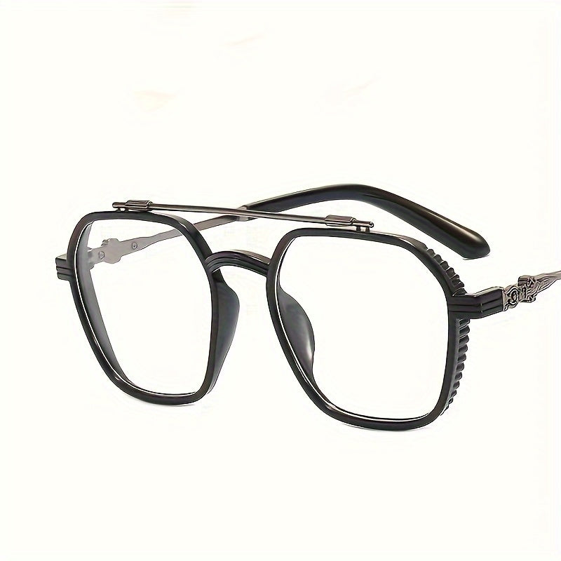 Gafas de marco de metal negro vintage con lentes anti-luz azul para uso en ordenador