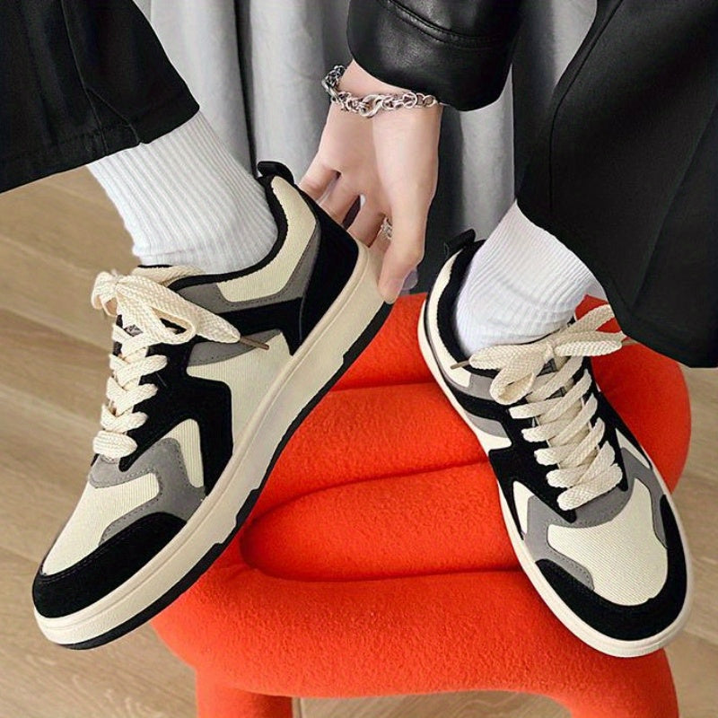 Мужские низкие кеды-скейт из холста с резиновой подошвой, дышащая подкладка, черные, белые, бежевые