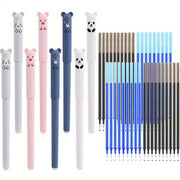 48-Piece Animal Themed Erasable Gel Pen Set with Blue and Black Ink, 0.5mm Tips