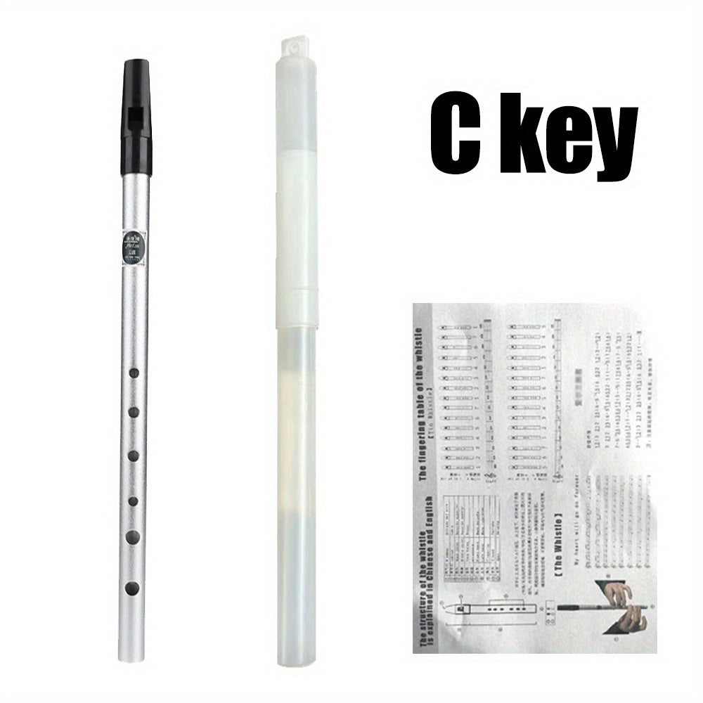 Ирландская флейта в ключе C/D с 6 отверстиями, металлическая, цинковая, с монеткой-пищалкой