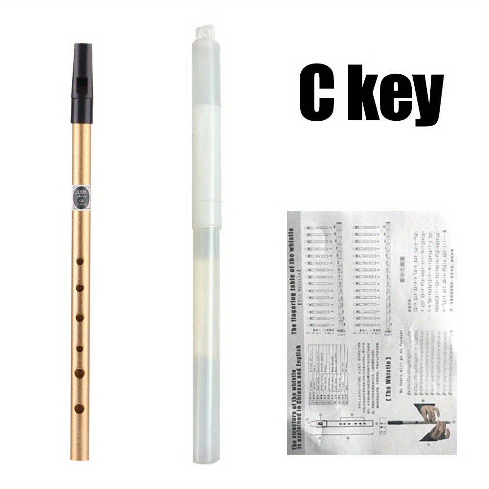 Ирландская флейта в ключе C/D с 6 отверстиями, металлическая, цинковая, с монеткой-пищалкой