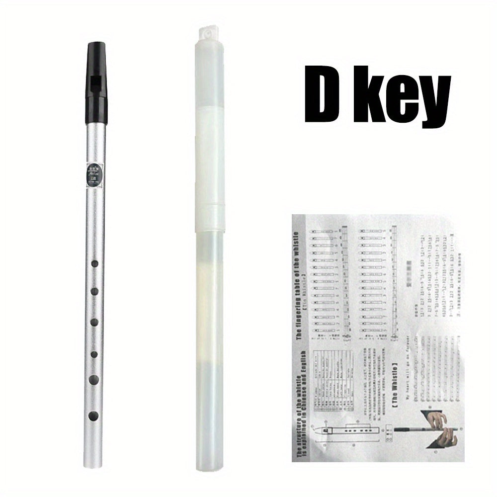 Ирландская флейта в ключе C/D с 6 отверстиями, металлическая, цинковая, с монеткой-пищалкой