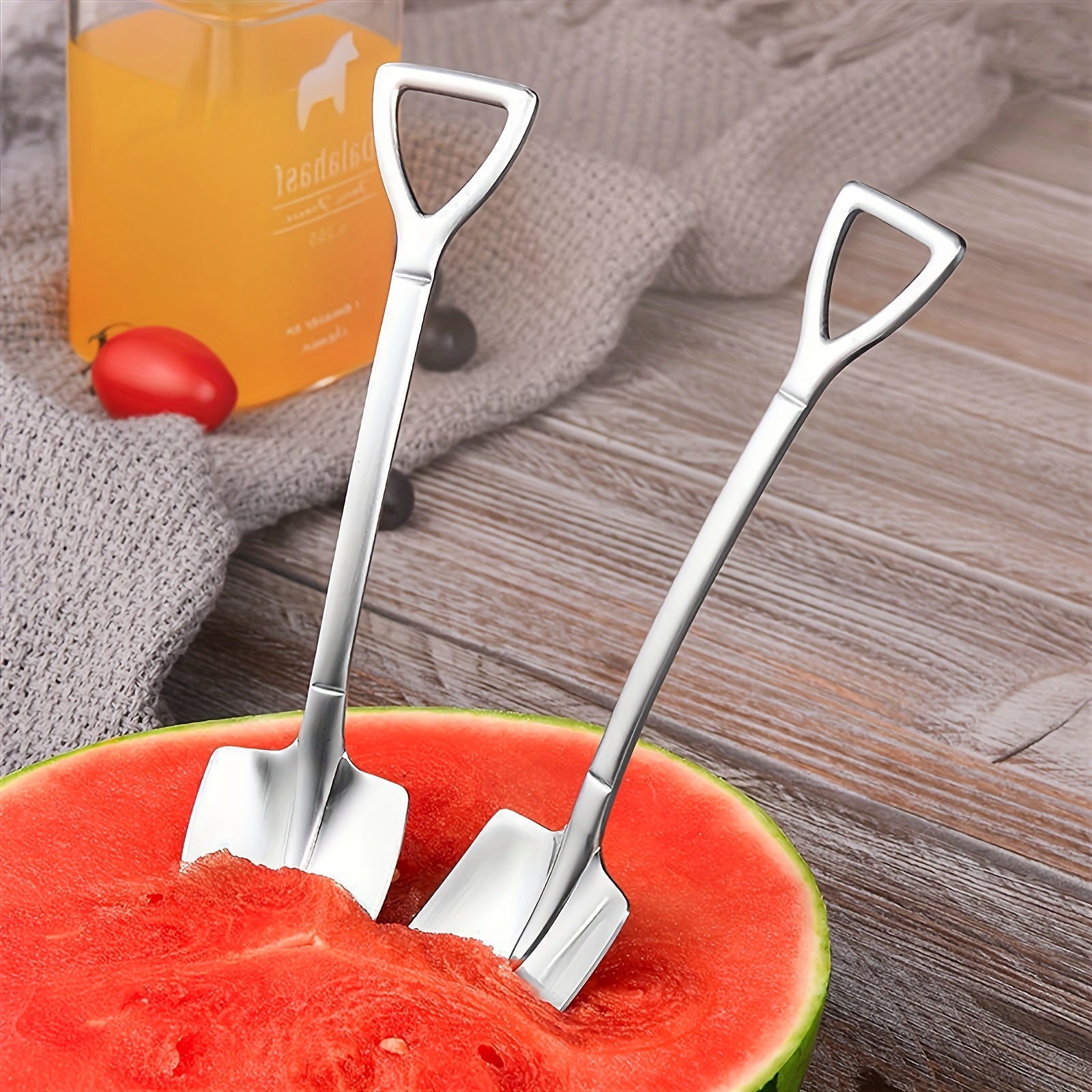 Stainless Steel Spade Spoons Set for Creative Desserts Fruit Ice Cream and Outdoor Cooking
