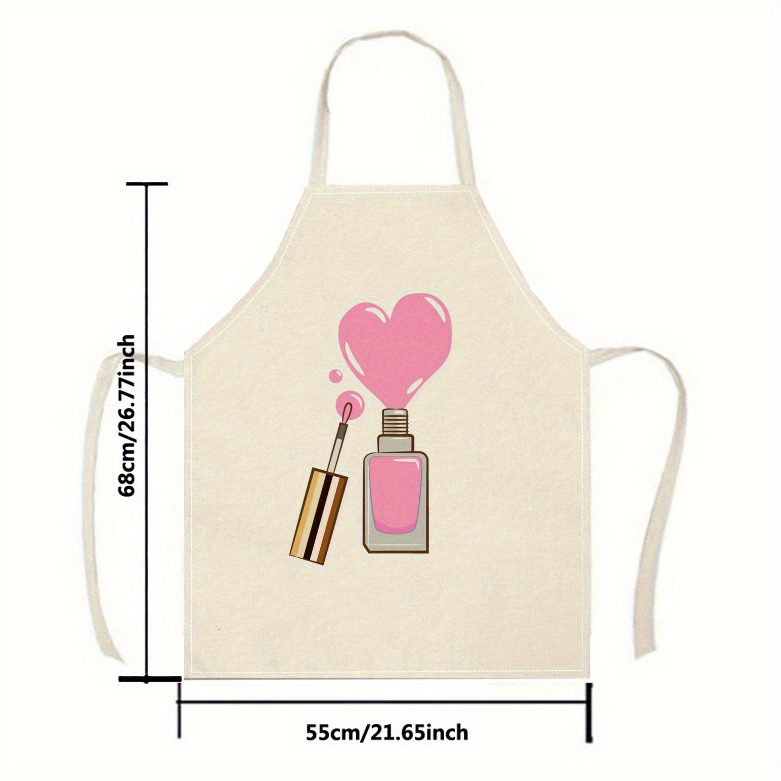 Linen Apron with Nail Polish Art Design for Cooking and Crafting