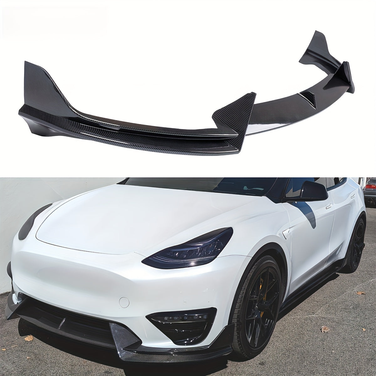 Car Front Lip Spoiler Splitter Body Kit for Tesla Model 3 and Y Glossy Black