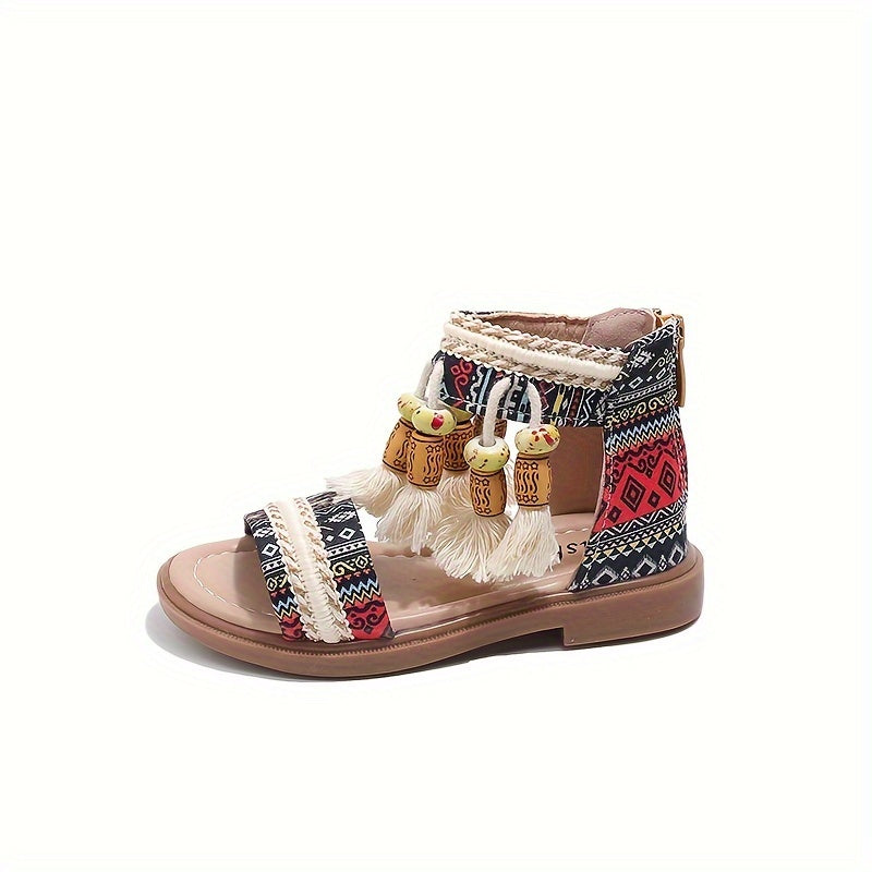 Girls Summer Boho Open-Toe Sandals Rubber Sole PU Upper Casual Beach Shoes