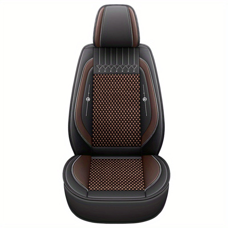 Universal Car Seat Cover Full Enclosure PU Leather Ice Silky Fiber All-Season