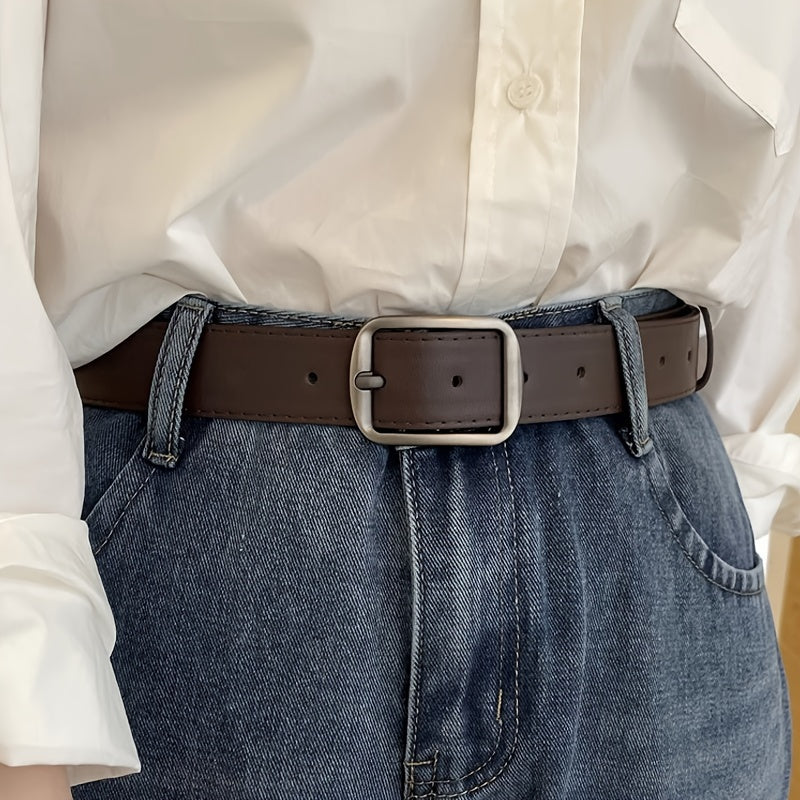 Women's PU Leather Belt with Pin Buckle for Jeans and Dress Pants