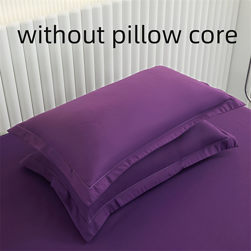 Set of 2 Solid Color Pillowcases Breathable Soft Skin-Friendly for Bedroom Sofa