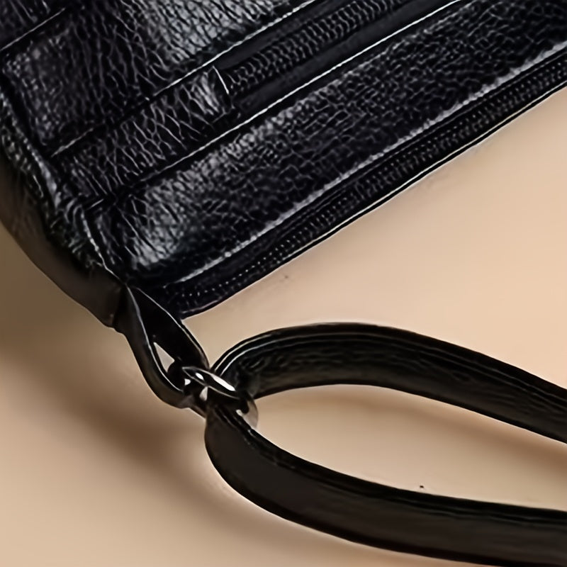Black Crossbody Bag for Women with Adjustable Strap and Zipper Closure