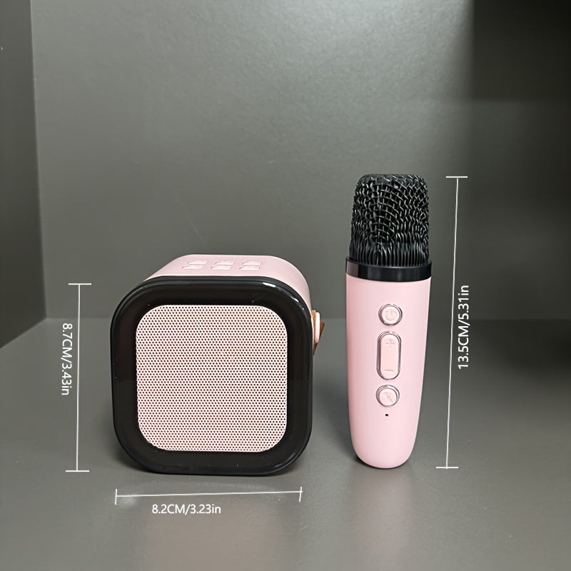 Portable Karaoke Machine with Wireless Microphone LED Lights Voice Change Support TF Card for Family Parties and Adults