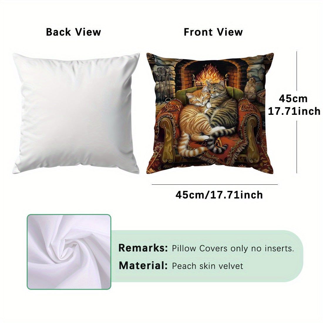 Vintage Mushuk Dizayni Yostiq Qopqog'i 45.72cm Quvnoq Kamin Kuz Barglari Polyester