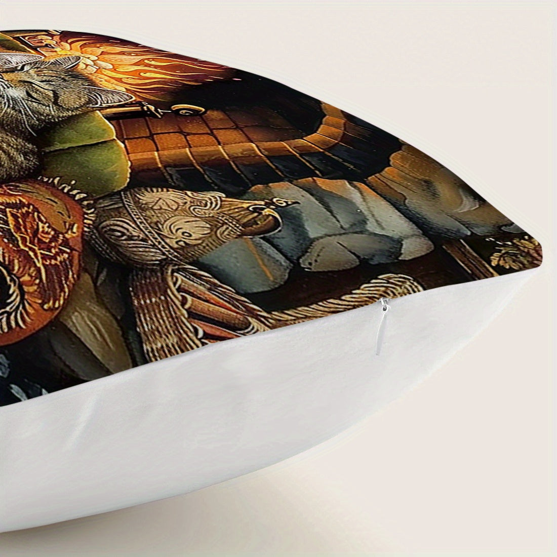 Vintage Mushuk Dizayni Yostiq Qopqog'i 45.72cm Quvnoq Kamin Kuz Barglari Polyester