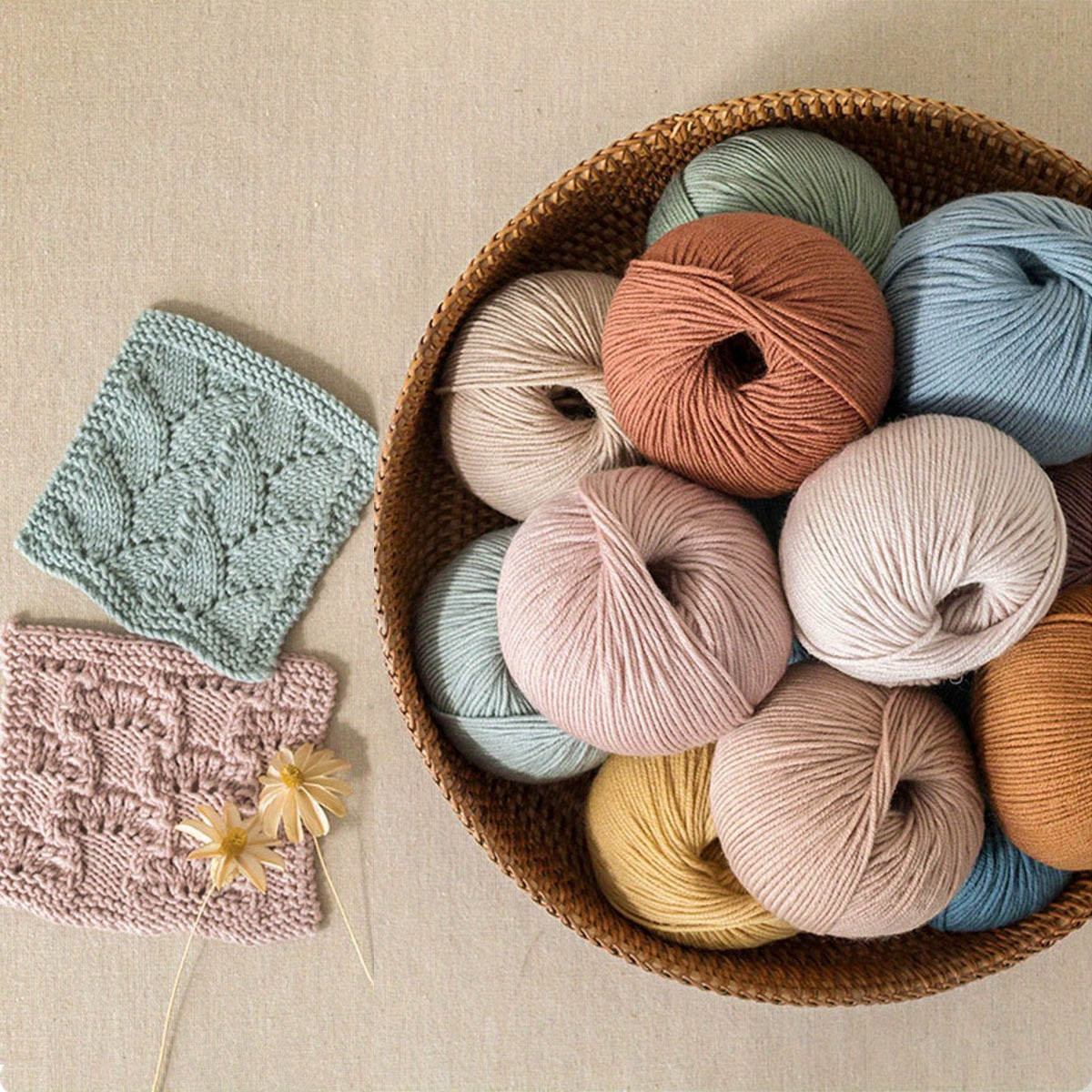 Six Pieces of 100% Wool Yarn Assorted Colors for Crochet Knitting and Weaving