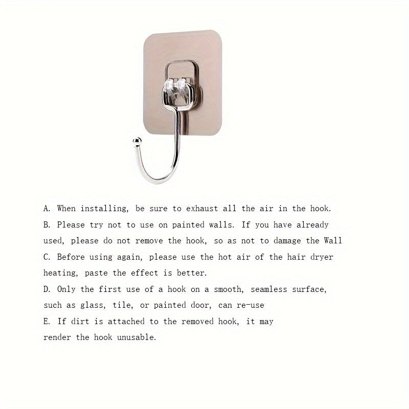 Ultra-Strong Transparent Reusable Wall Hooks Waterproof Oilproof for Bathroom Kitchen Pack of 5 10 20 30 50