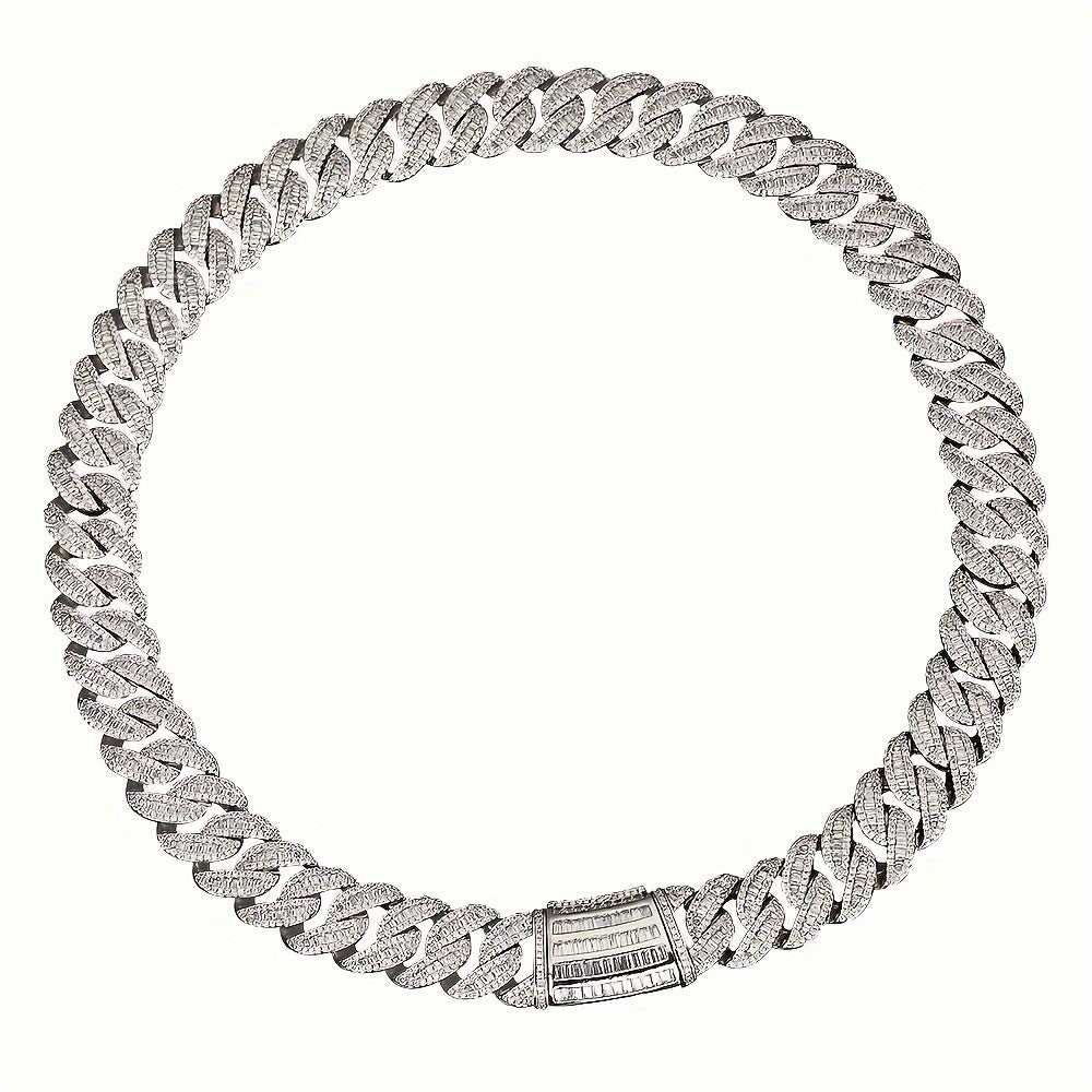 18K oltin qoplamali Kuba zanjir bilaguzuk, sun'iy zirkoniya toshlari bilan - Hip Hop uslubidagi zargarlik, 14-fevral va har kuni kiyish uchun mukammal - Uniseks mis modasi aksessuar, sovg'alar uchun ajoyib