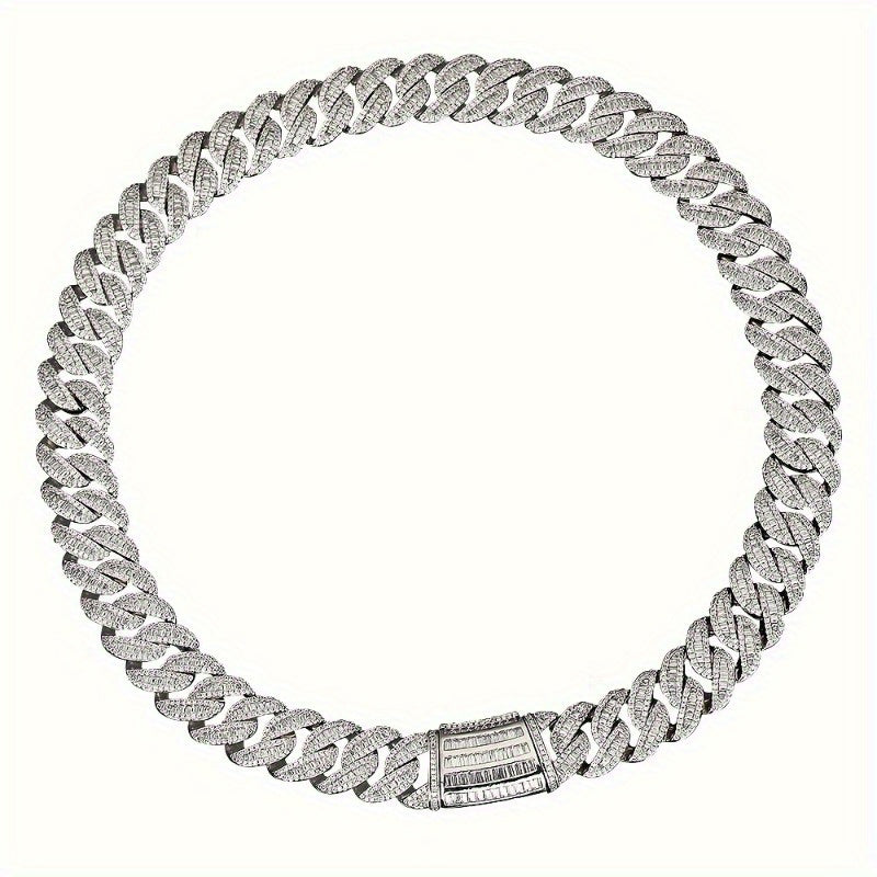 Браслет из кубинской цепочки с позолотой 18K, украшенный синтетическими циркониевыми камнями - ювелирное изделие в стиле хип-хоп, идеально подходящее для Дня святого Валентина и повседневной носки - унисекс медный модный аксессуар, отличный для подарков.