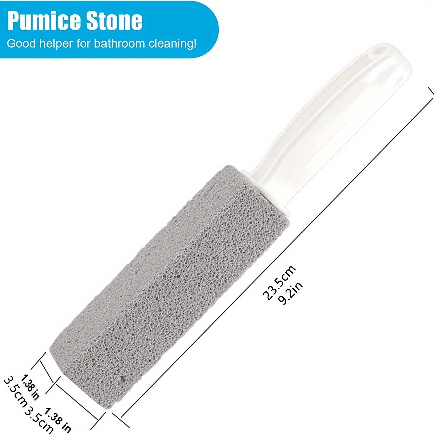 Pumice Stone Toilet Bowl Cleaner - Qulay dizayn, dog', qattiq tosh va zangni oson olib tashlash uchun, plitalar va temirga xavfsiz, har kuni tozalash uchun mukammal, toza oq rang, yuqori sifatli, premium hojatxona tozalagich