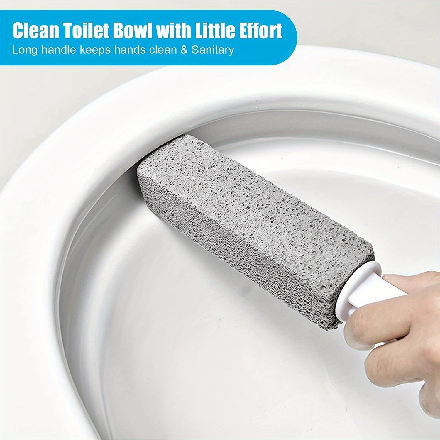 Pumice Stone Toilet Bowl Cleaner - Qulay dizayn, dog', qattiq tosh va zangni oson olib tashlash uchun, plitalar va temirga xavfsiz, har kuni tozalash uchun mukammal, toza oq rang, yuqori sifatli, premium hojatxona tozalagich