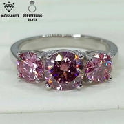 Pink Moissanite Engagement Ring 2 Carat Sterling Silver Wedding Jewelry