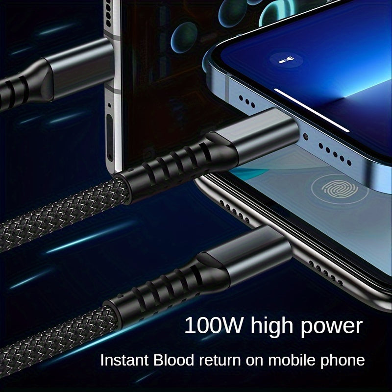 PD100W Fast Charging USB-C Cable for Samsung Galaxy Xiaomi Redmi MacBook iPad iPhone