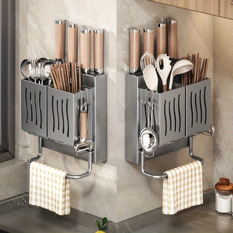 Wall Mount Kitchen Organizer for Knives and Chopsticks Strong PP Material Easy Installation