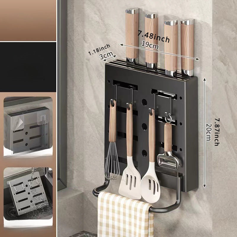 Wall Mount Kitchen Organizer for Knives and Chopsticks Strong PP Material Easy Installation