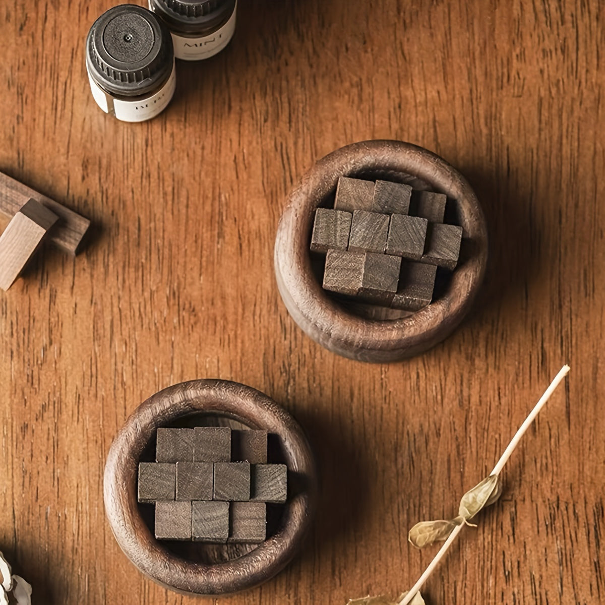 Walnut Wood Essential Oil Diffuser Set for Relaxation Home Decor Fireless Battery-Free