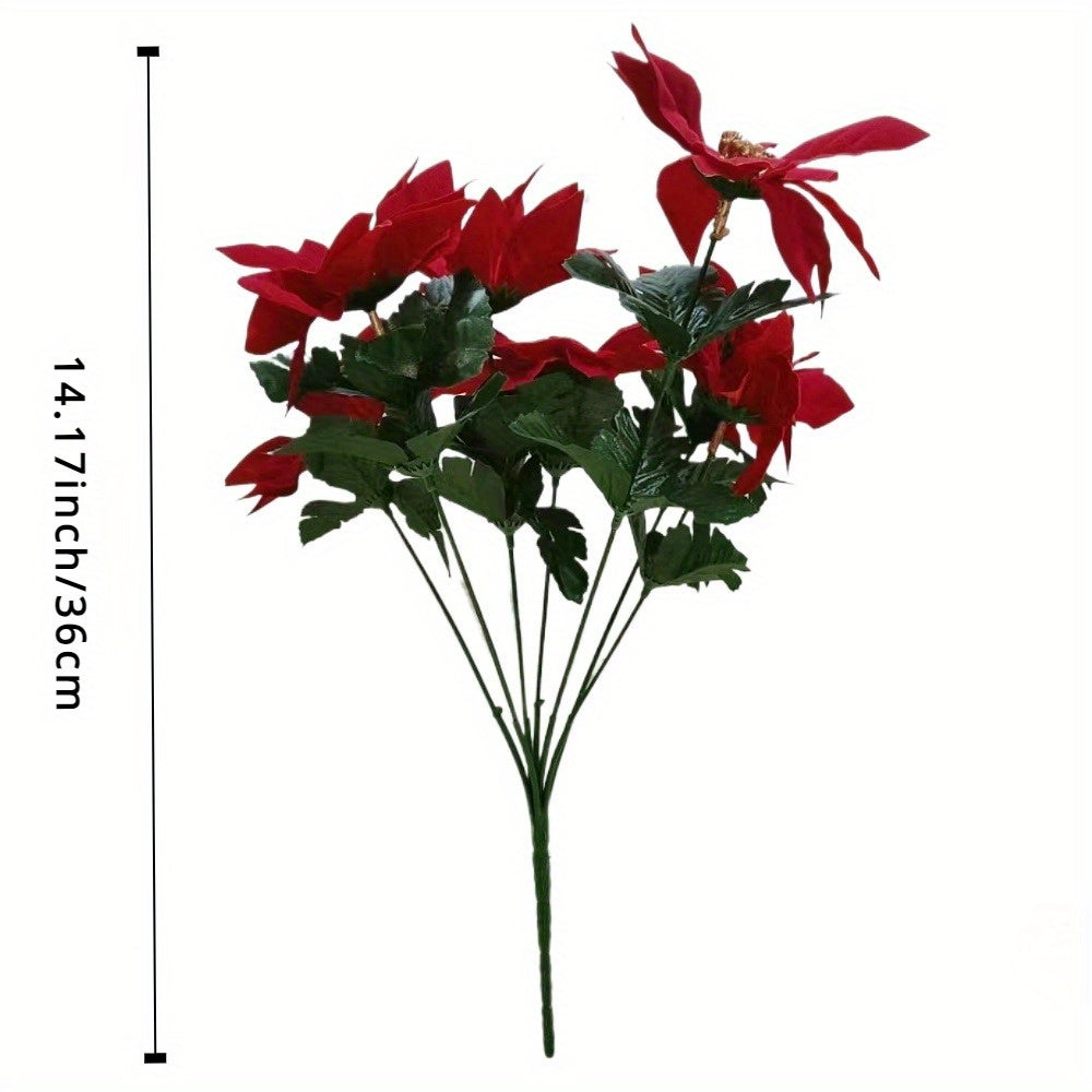 Artificial Poinsettia Bouquet for Holiday and Seasonal Decor