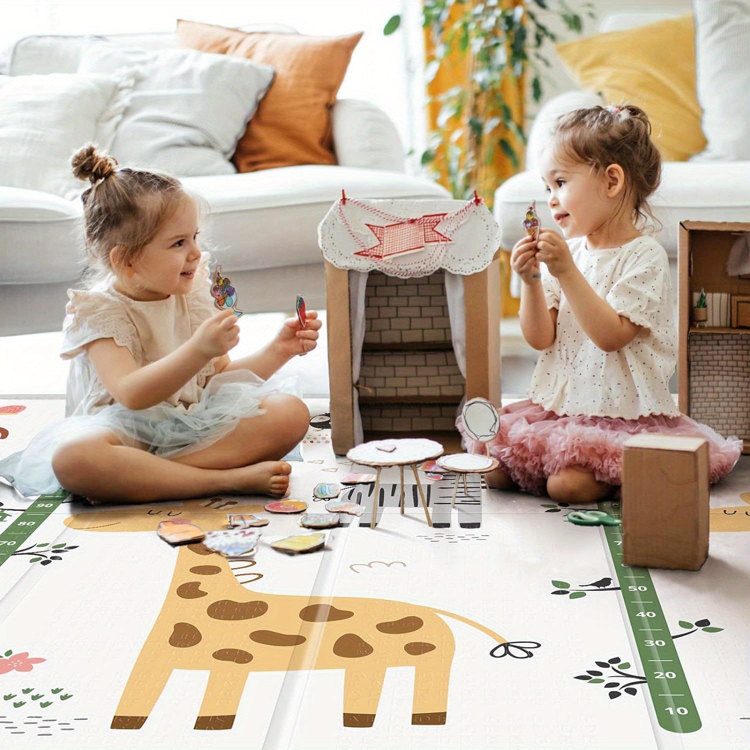 Large Double-Sided Waterproof Play Mat 200x180cm Non-Slip Folding Crawling Pad for Kids