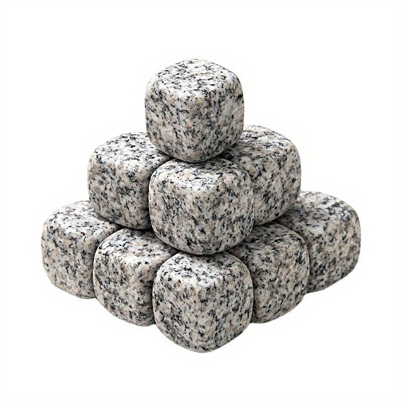 Set of 2/5/10 Obsidian Whiskey Ice Stones Natural Granite Blue-Golden Marble