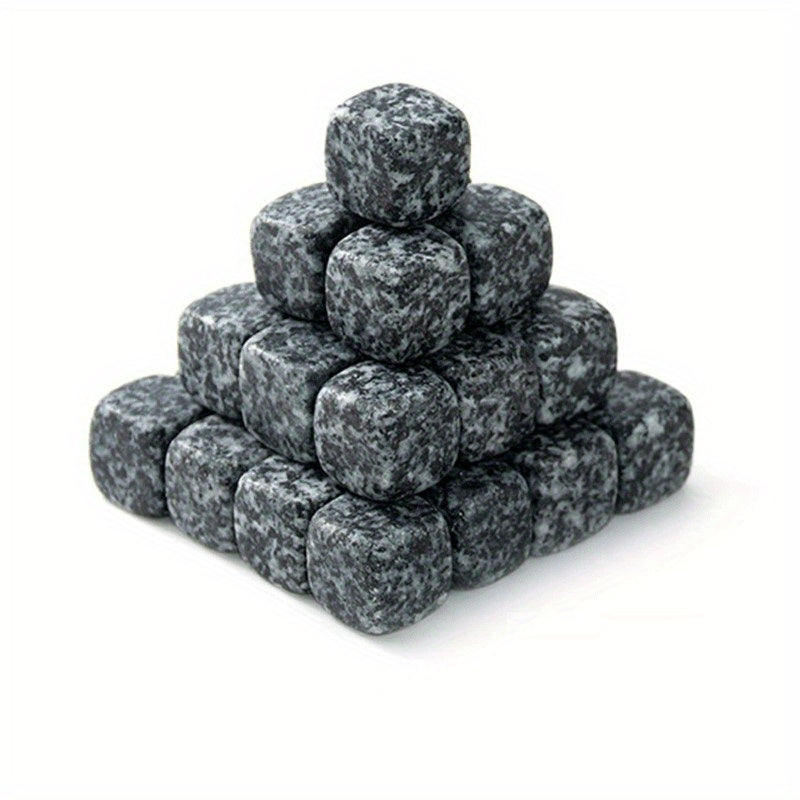 Set of 2/5/10 Obsidian Whiskey Ice Stones Natural Granite Blue-Golden Marble