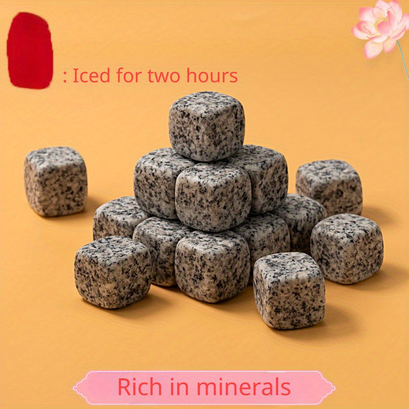Set of 2/5/10 Obsidian Whiskey Ice Stones Natural Granite Blue-Golden Marble