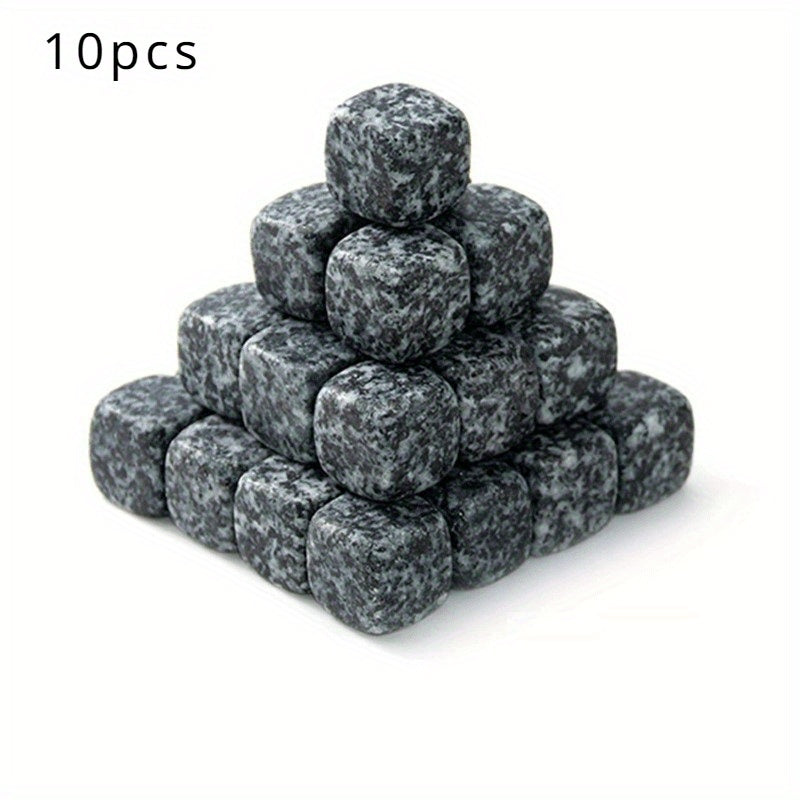Set of 2/5/10 Obsidian Whiskey Ice Stones Natural Granite Blue-Golden Marble