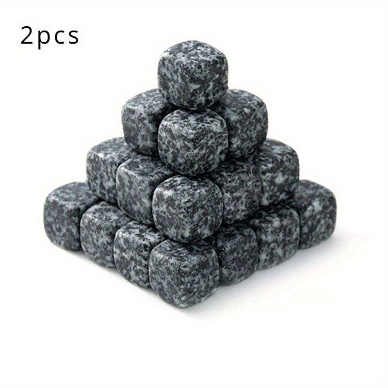 Set of 2/5/10 Obsidian Whiskey Ice Stones Natural Granite Blue-Golden Marble