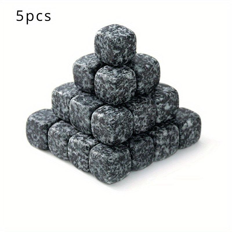 Set of 2/5/10 Obsidian Whiskey Ice Stones Natural Granite Blue-Golden Marble
