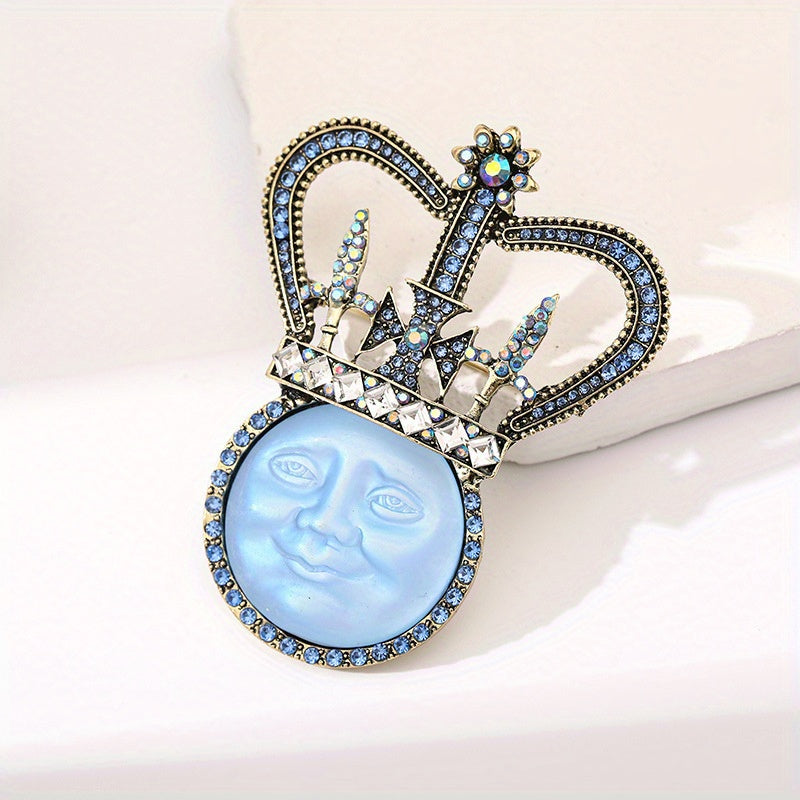 Elegant Rhinestone Sun Design Brooch Vintage Style Celestial Pin Jewelry