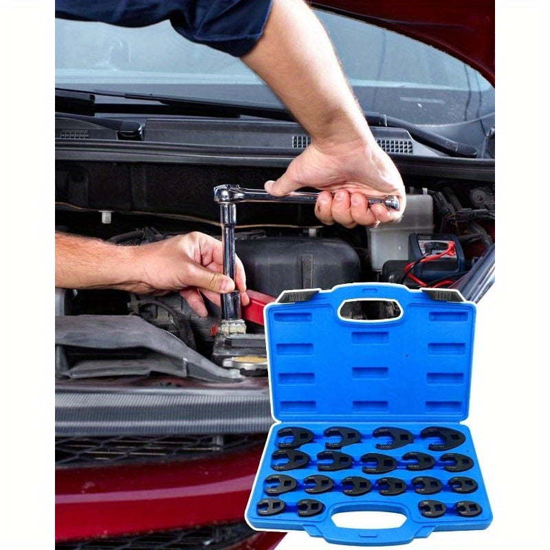 19-Piece Steal Crowfoot Flare Nut Wrench Set Open End Flare Head 8-32mm