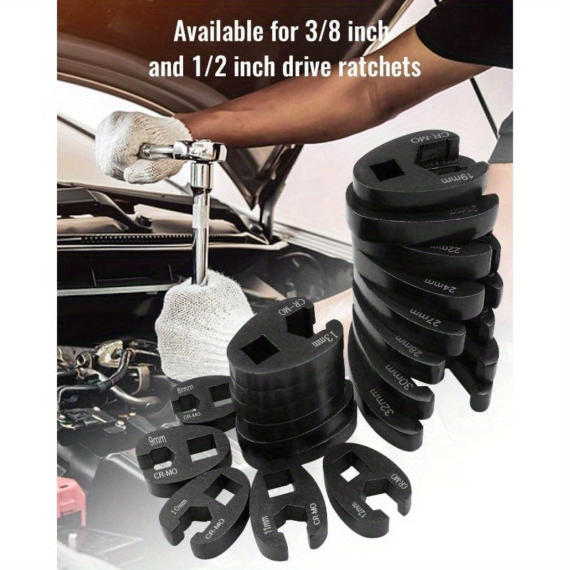 19-Piece Steal Crowfoot Flare Nut Wrench Set Open End Flare Head 8-32mm